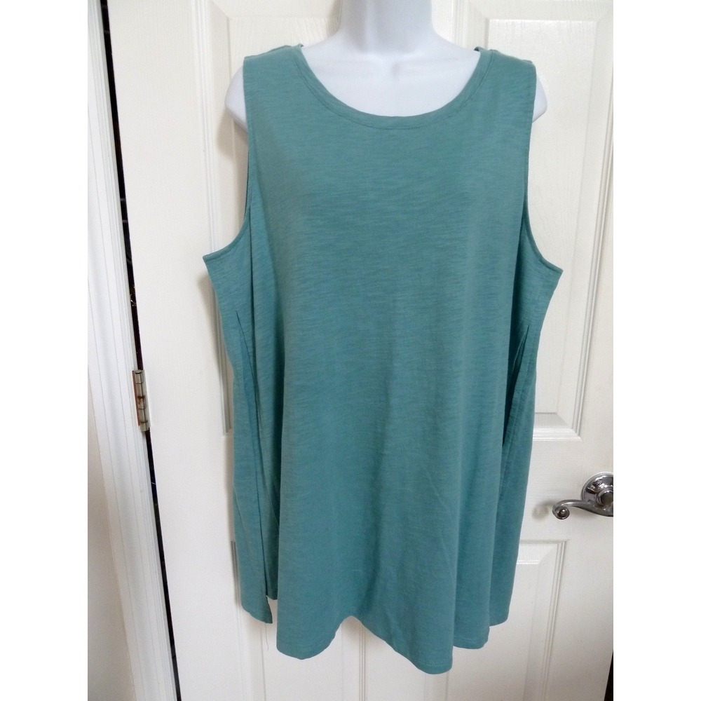 Chico's Ultimate Tee Size 3 XL Turquoise Tunic Side Panels Sleeveless Tank